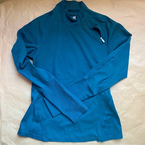 Yogalicious Lux Women’s Asymmetric 1/4 Zip Teal Pullover - Picture 1 of 3